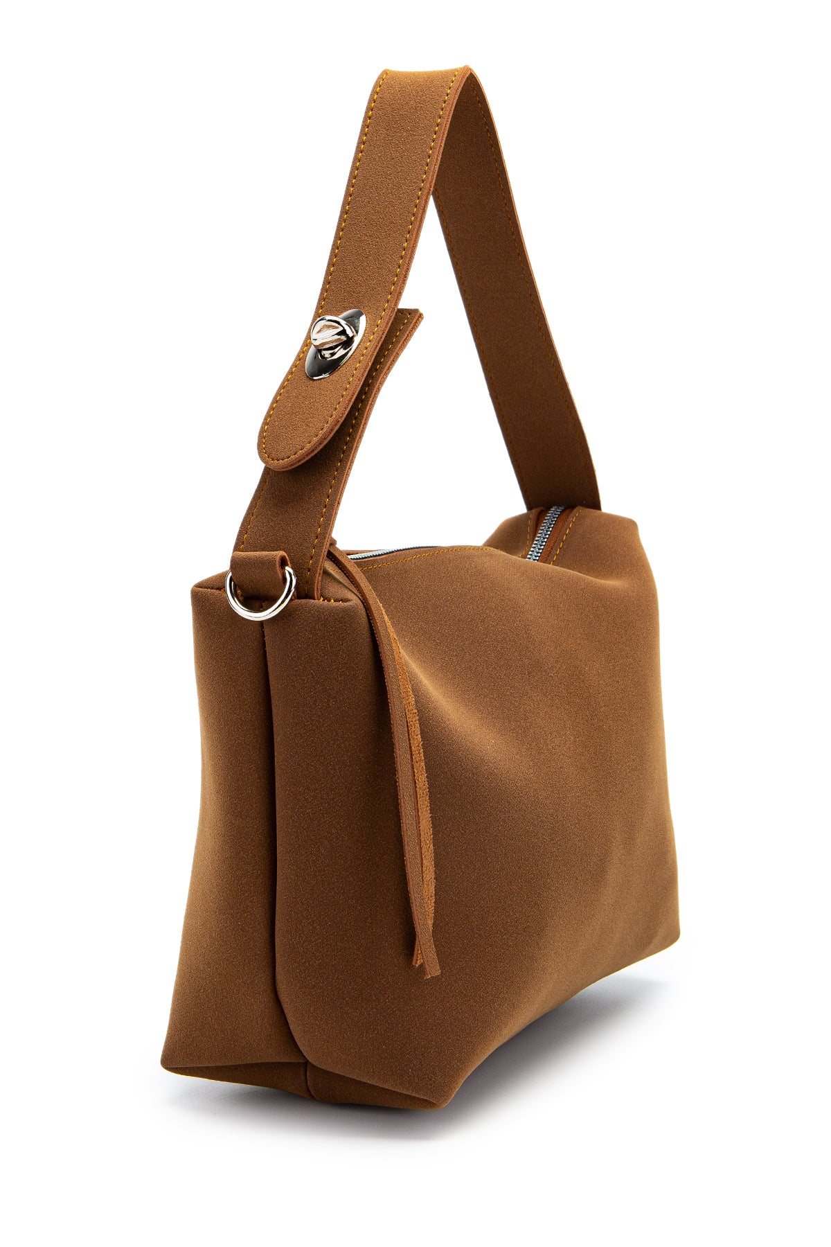 Açılıp Kapanma Detaylı Süet Nolan Kadın Kol Çanta Taba