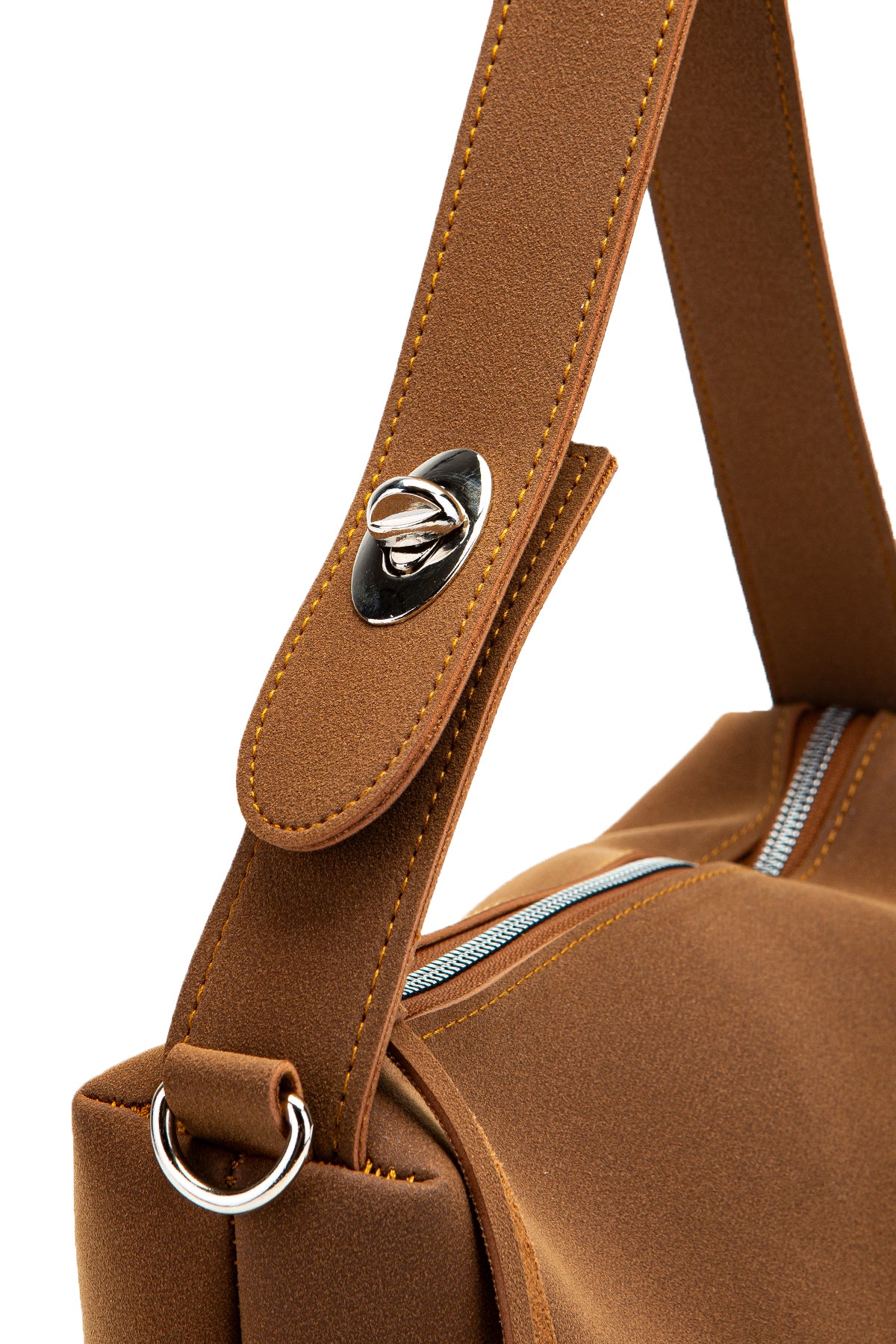 Açılıp Kapanma Detaylı Süet Nolan Kadın Kol Çanta Taba