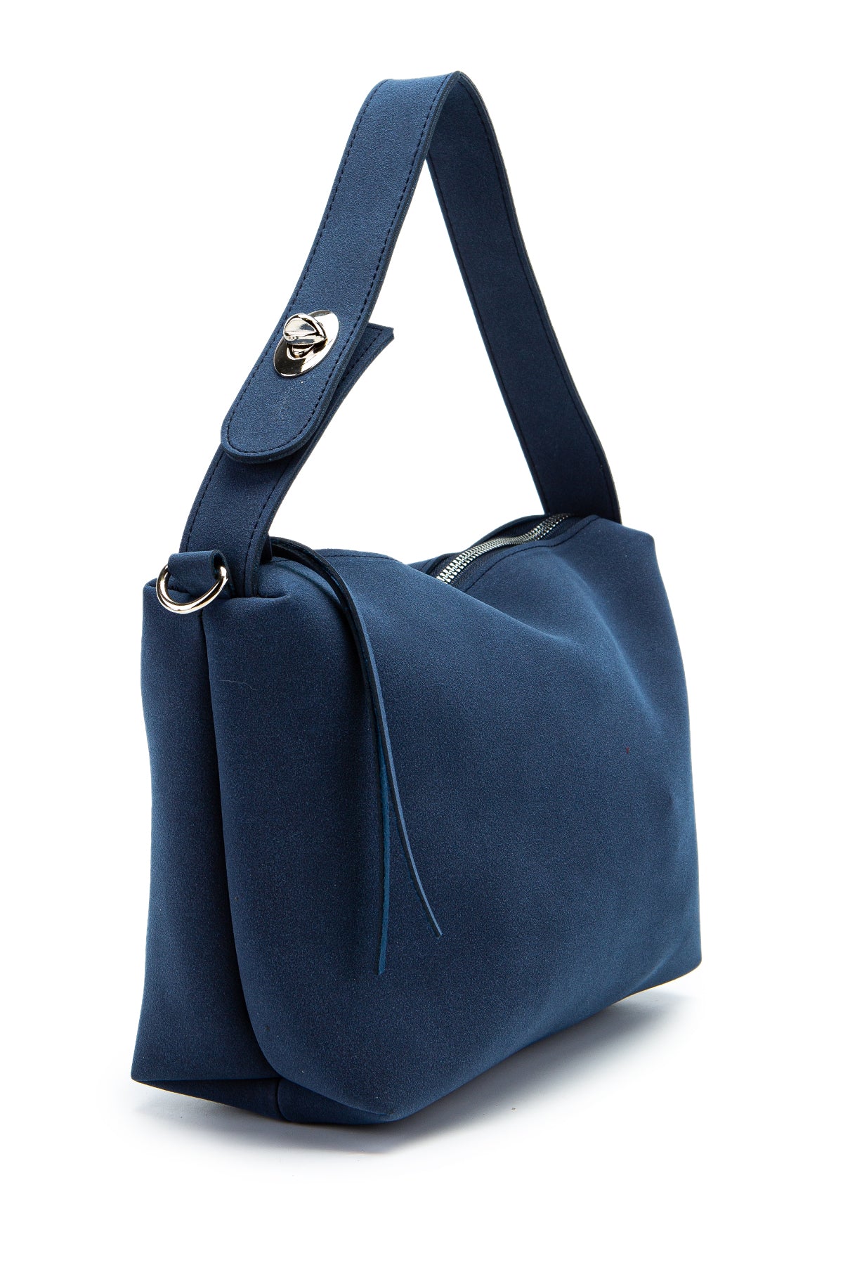 Açılıp Kapanma Detaylı Süet Nolan Kadın Kol Çanta Lacivert