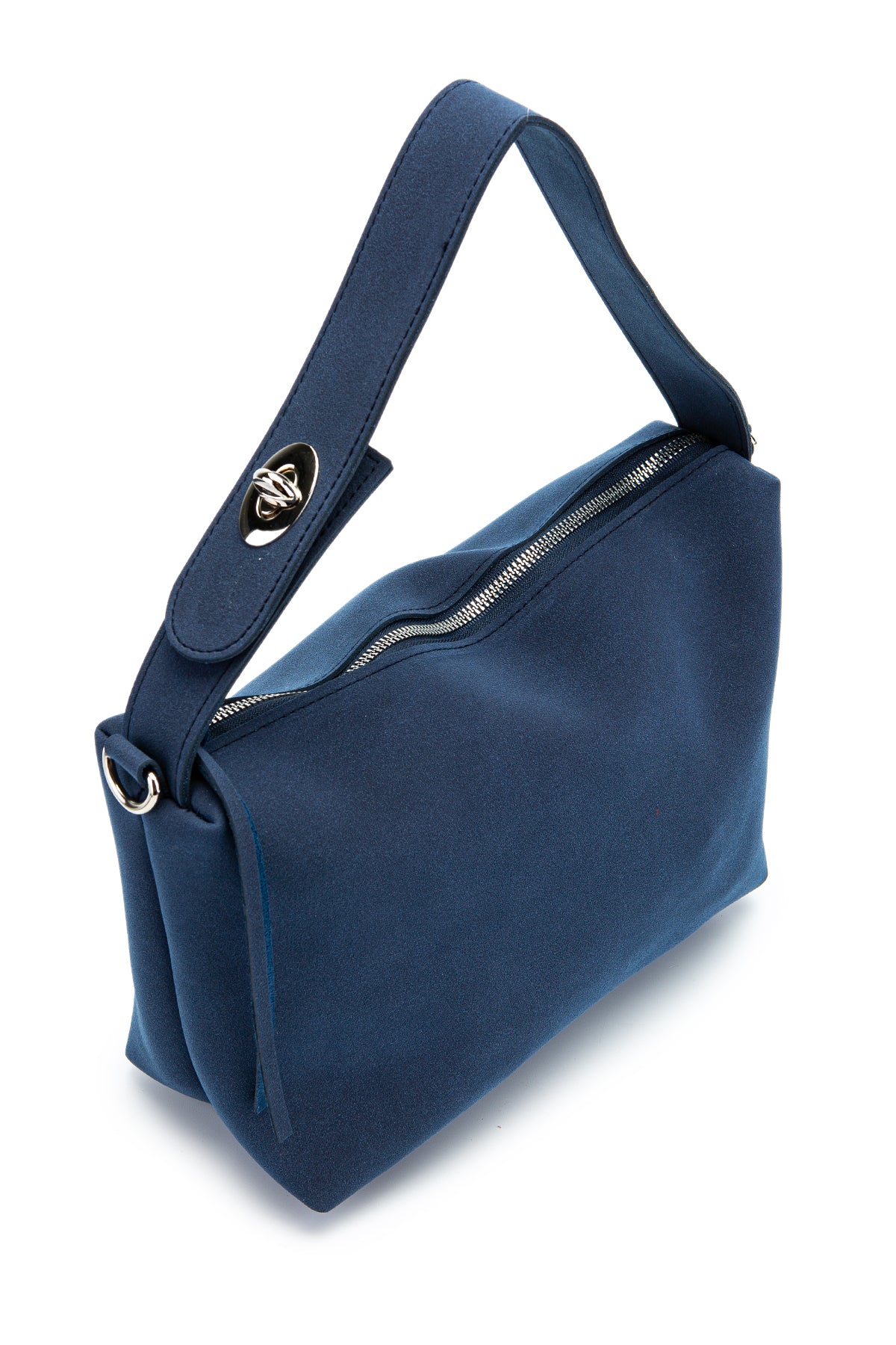 Açılıp Kapanma Detaylı Süet Nolan Kadın Kol Çanta Lacivert