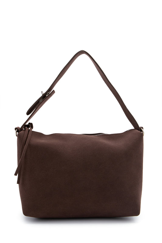 Açılıp Kapanma Detaylı Süet Nolan Kadın Kol Çanta Kahverengi