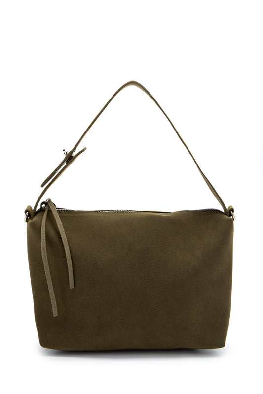 Açılıp Kapanma Detaylı Süet Nolan Kadın Kol Çanta Haki