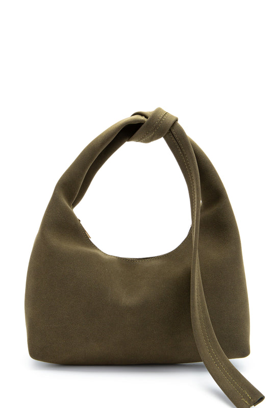 Kuşak Bağlama Detaylı Süet Smitty Kol Çanta Haki