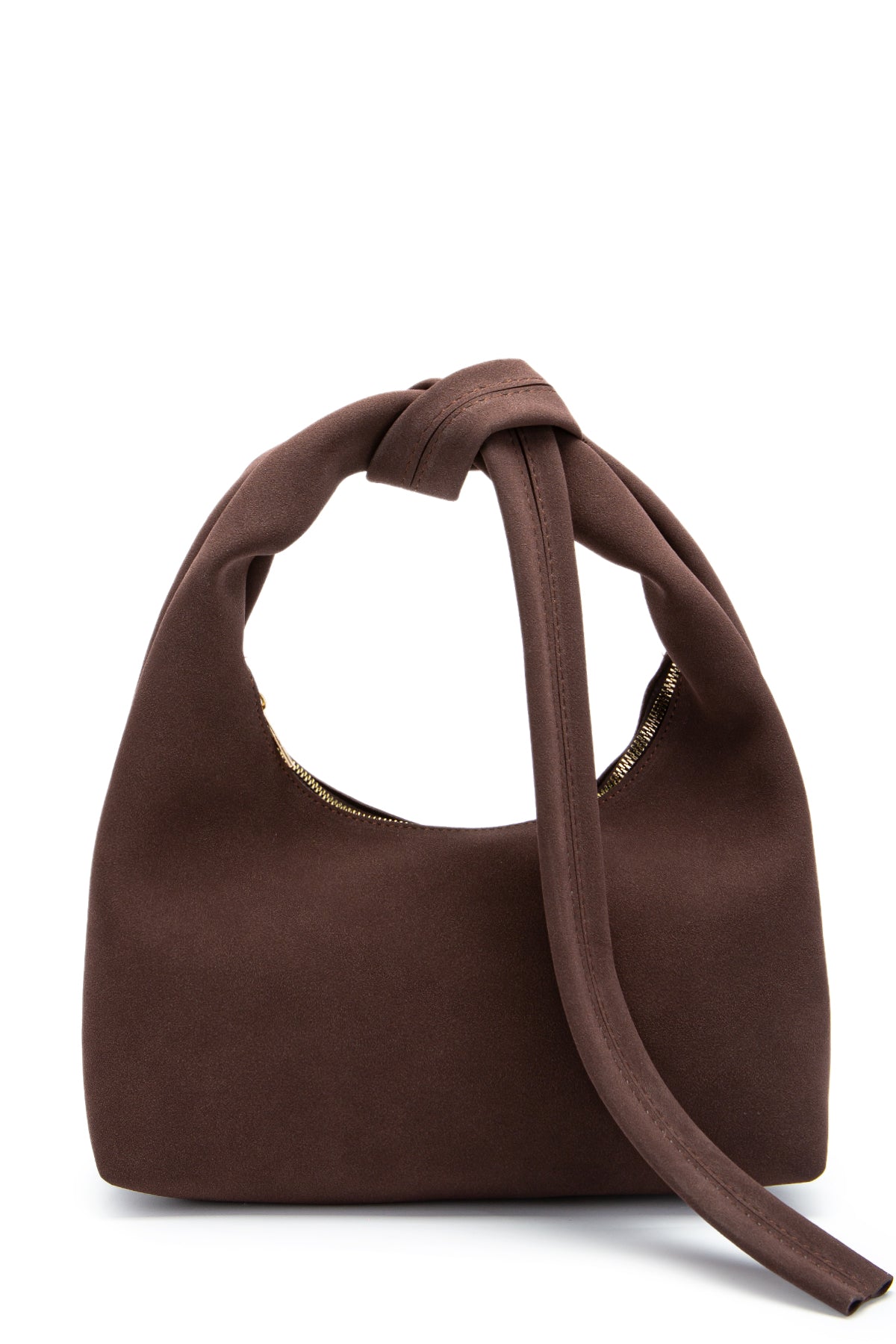 Kuşak Bağlama Detaylı Süet Smitty Kol Çanta Kahverengi