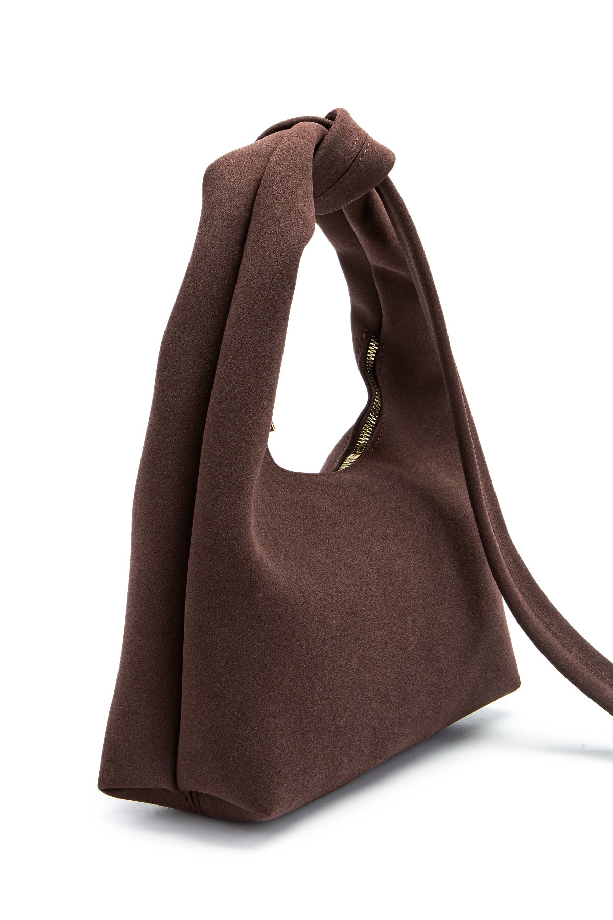 Kuşak Bağlama Detaylı Süet Smitty Kol Çanta Kahverengi