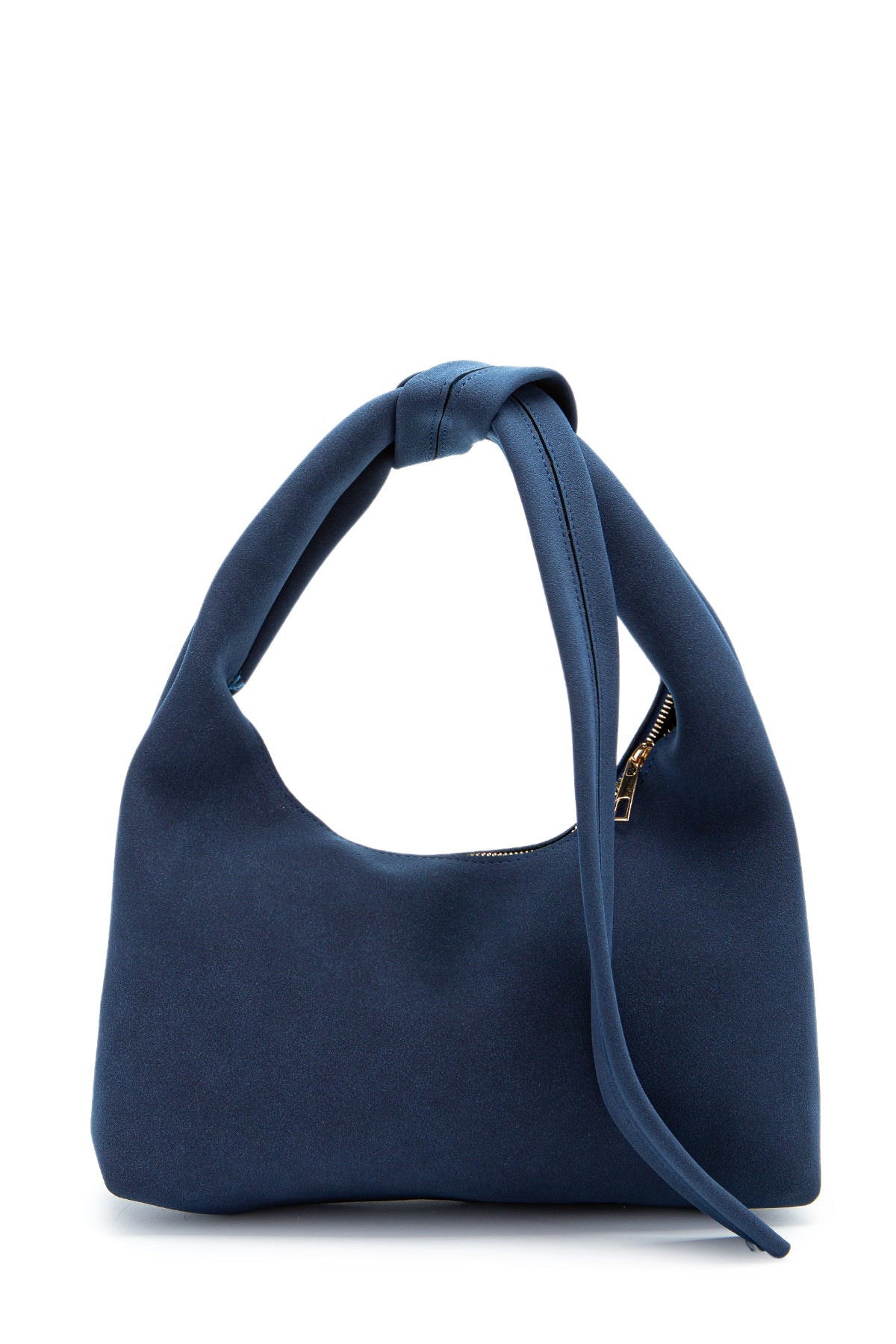 Kuşak Bağlama Detaylı Süet Smitty Kol Çanta Lacivert