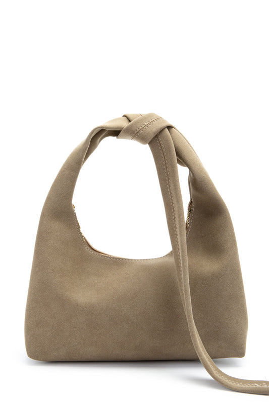 Kuşak Bağlama Detaylı Süet Smitty Kol Çanta Bej