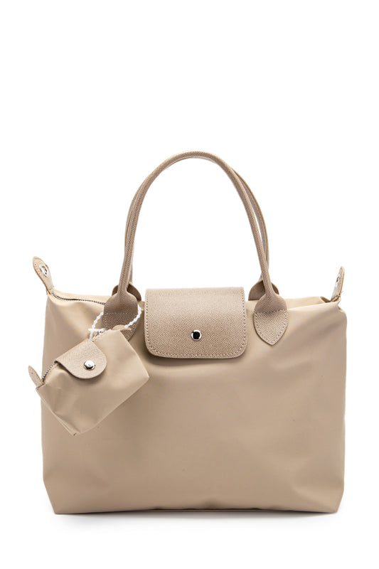 Cüz dan Detaylı Paraşüt Kumaş Afton Kadın Kol Çanta Bej