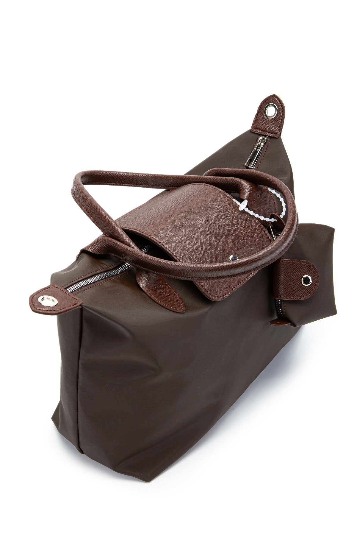 Cüz dan Detaylı Paraşüt Kumaş Afton Kadın Kol Çanta Kahverengi