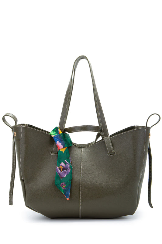 Fular Detaylı Özel Tasarım Pole 1 Kadın Kol Çanta Haki