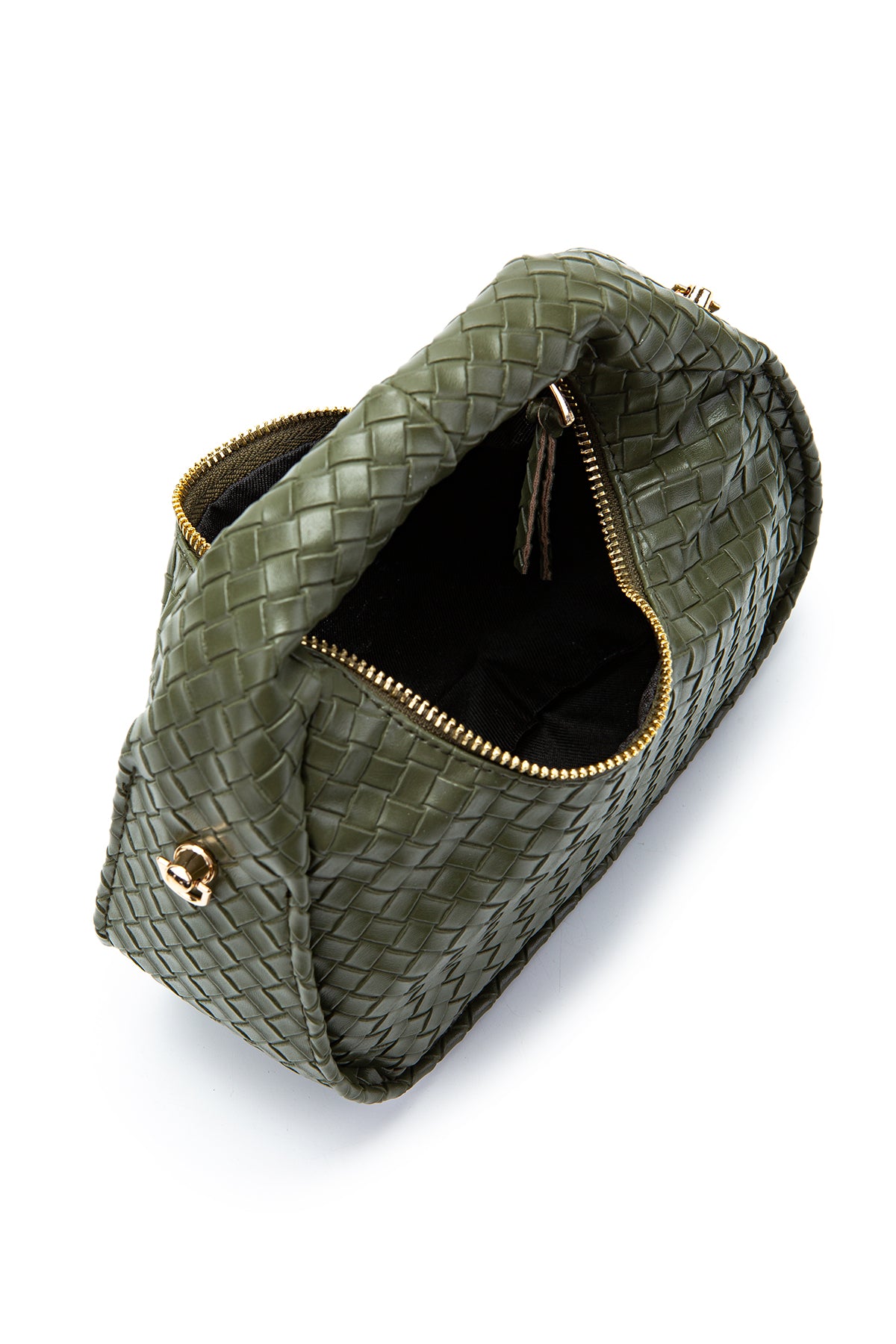 Örgü Detaylı Suni Deri Kadın Kol Çanta Harold Haki