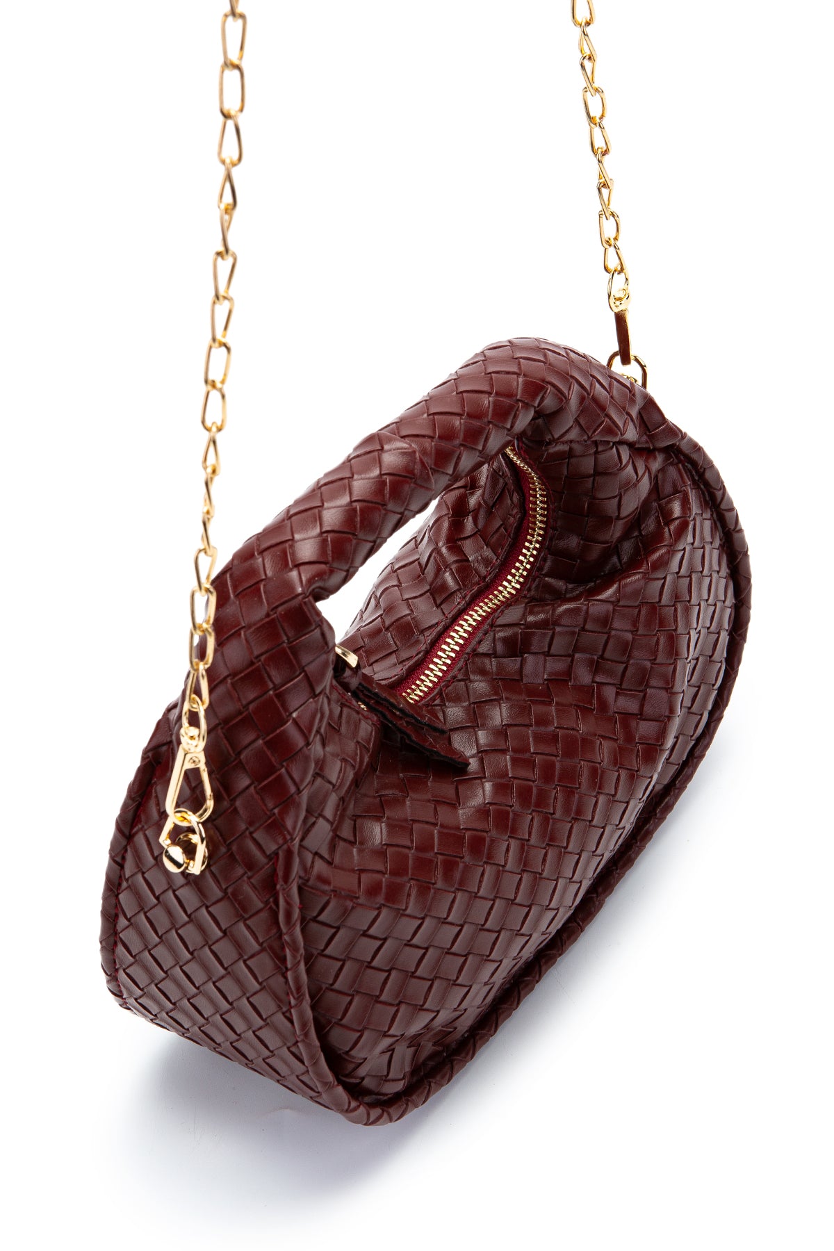 Örgü Detaylı Suni Deri Kadın Kol Çanta Harold Bordo