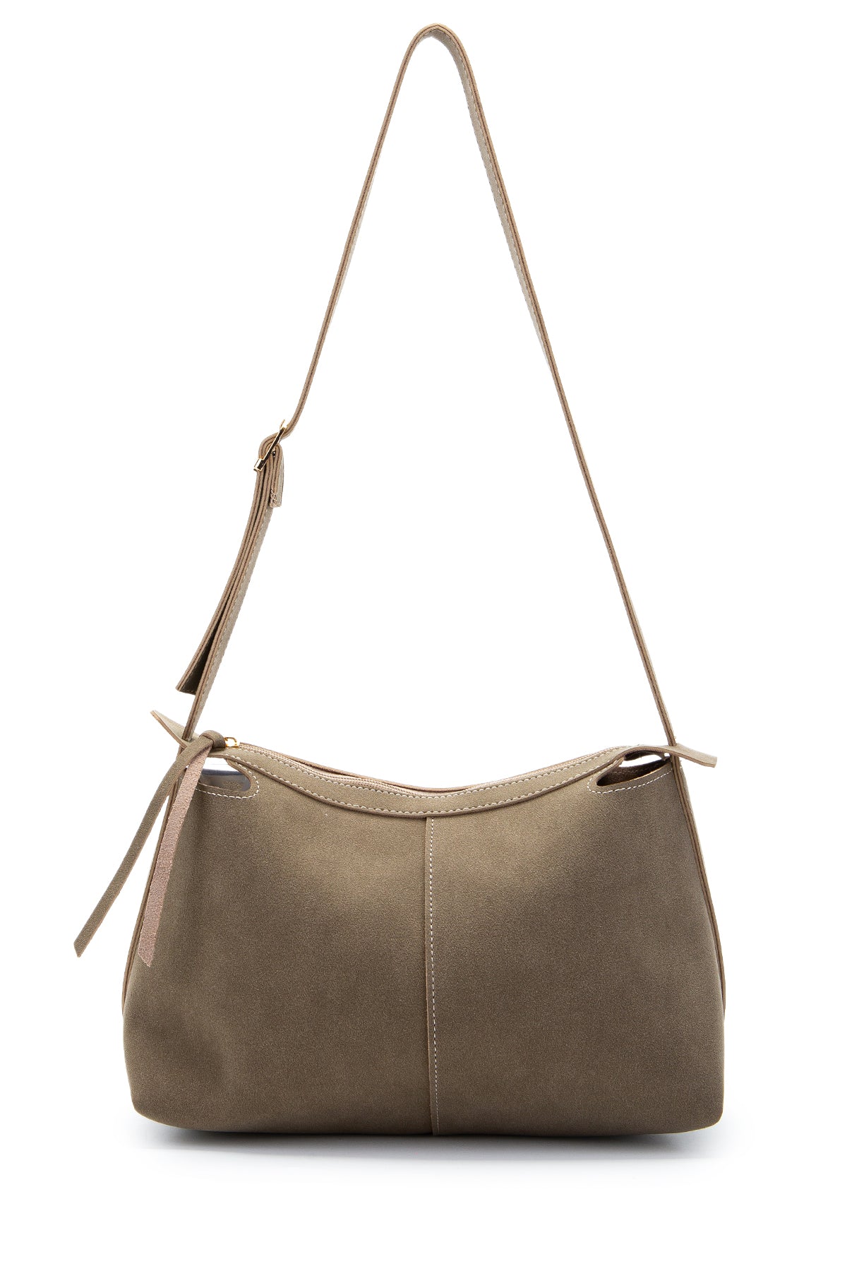 Kemer Askı Detaylı Baget Form Süet Talia Kadın Kol Çanta Vizon