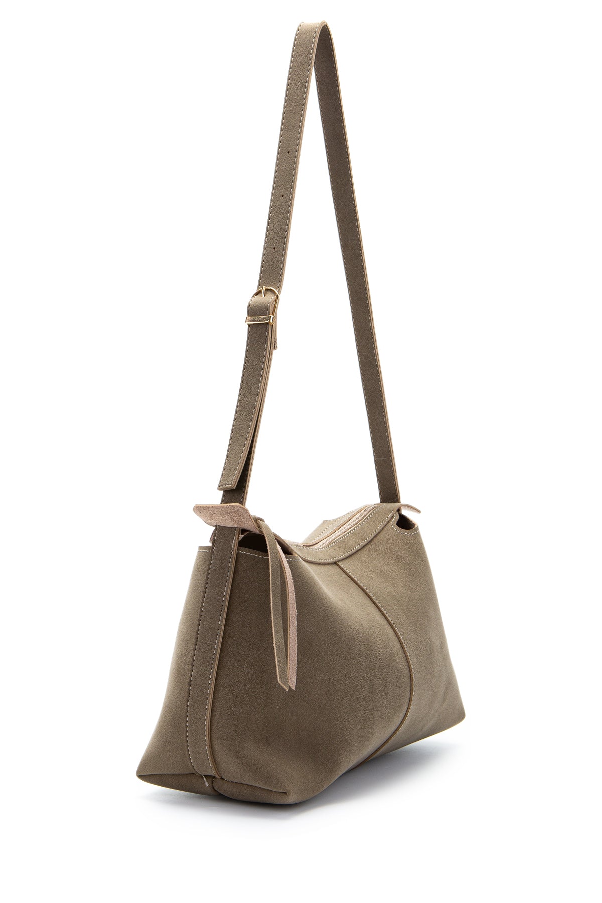 Kemer Askı Detaylı Baget Form Süet Talia Kadın Kol Çanta Vizon