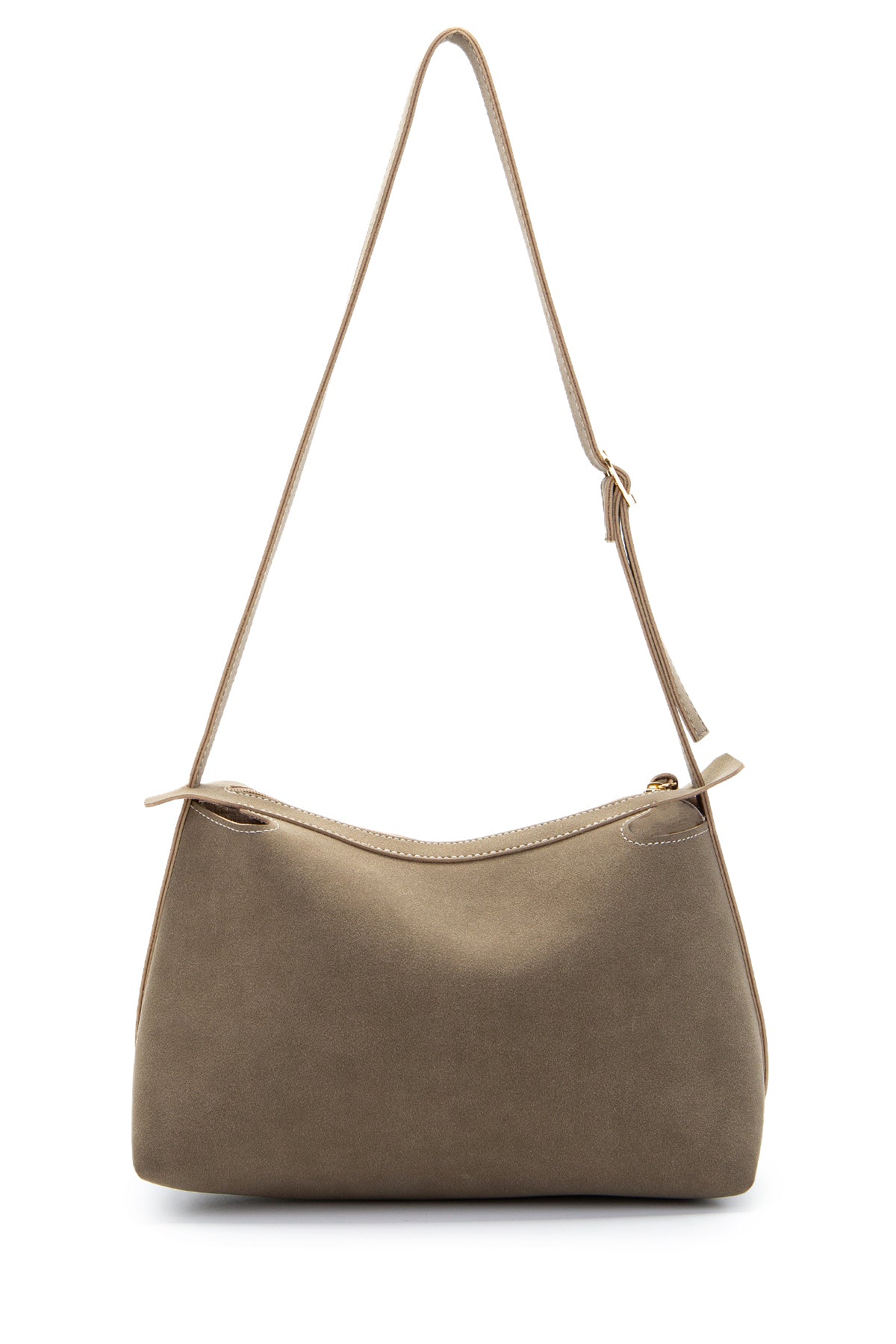 Kemer Askı Detaylı Baget Form Süet Talia Kadın Kol Çanta Vizon