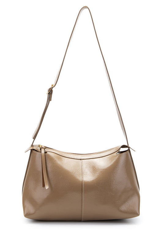 Kemer Askı Detaylı Baget Form Suni Deri Talia Kadın Kol Çanta Vizon