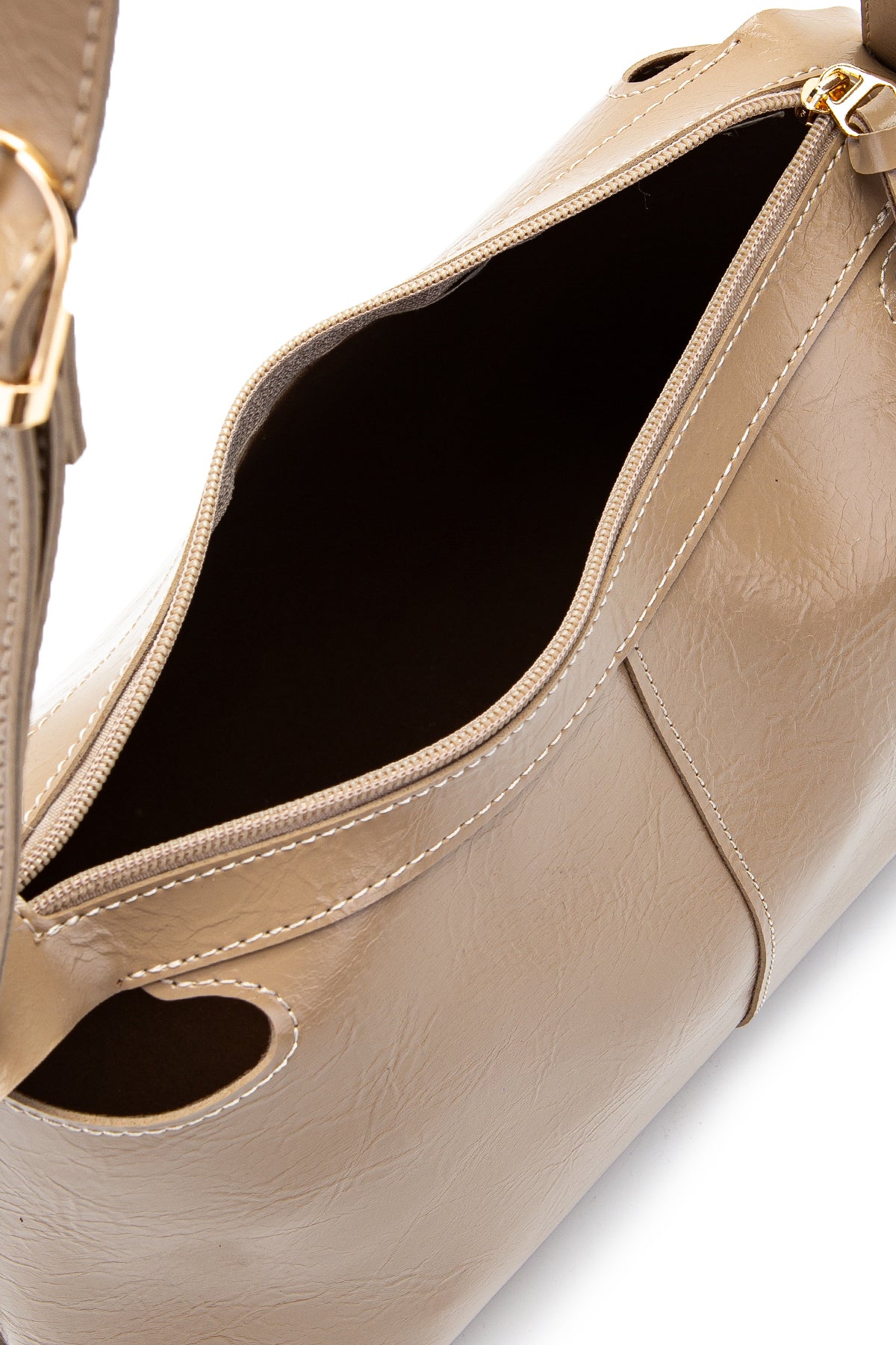 Kemer Askı Detaylı Baget Form Suni Deri Talia Kadın Kol Çanta Vizon