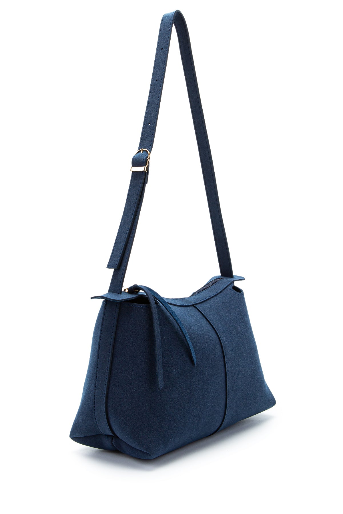 Kemer Askı Detaylı Baget Form Süet Talia Kadın Kol Çanta Lacivert
