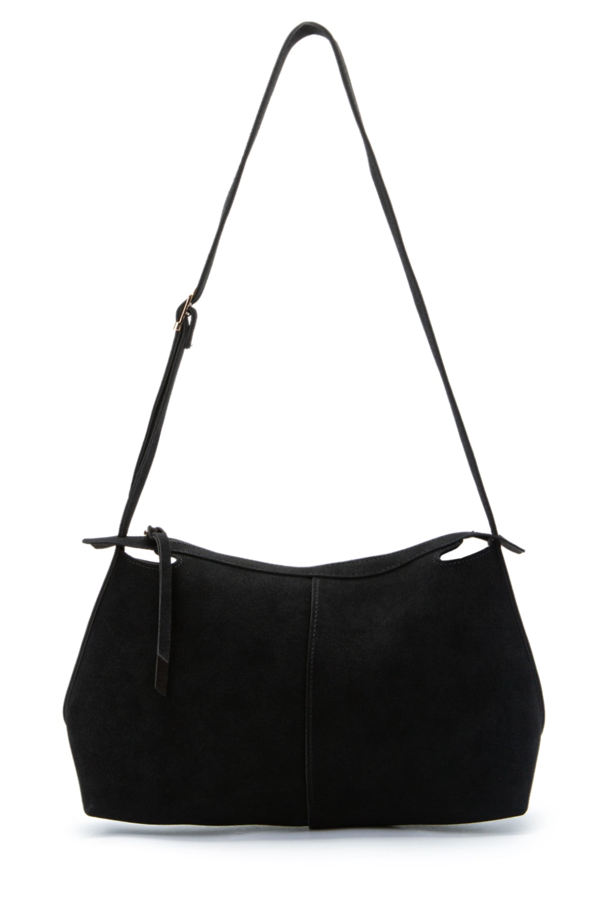 Kemer Askı Detaylı Baget Form Süet Talia Kadın Kol Çanta Siyah