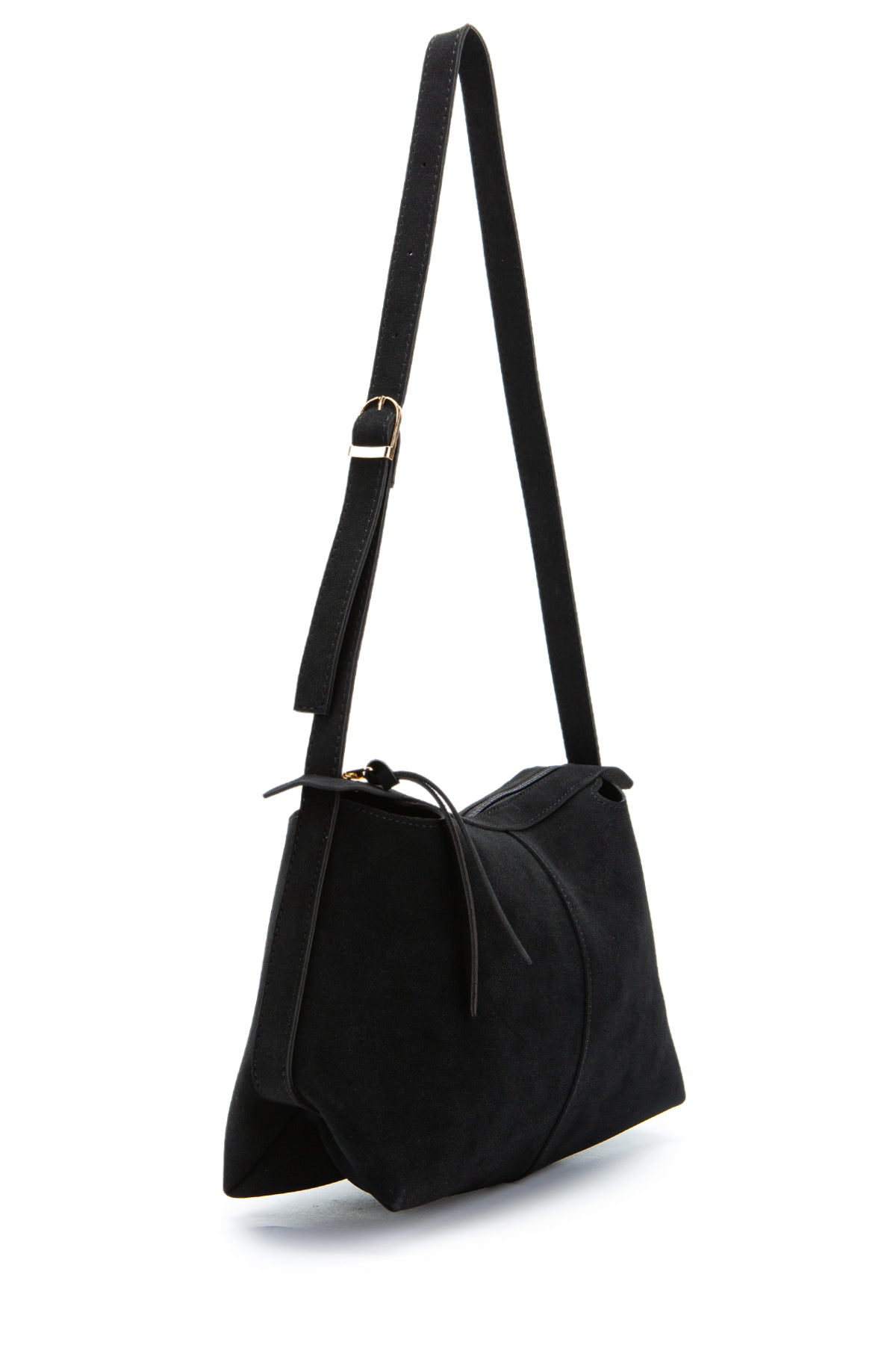 Kemer Askı Detaylı Baget Form Süet Talia Kadın Kol Çanta Siyah