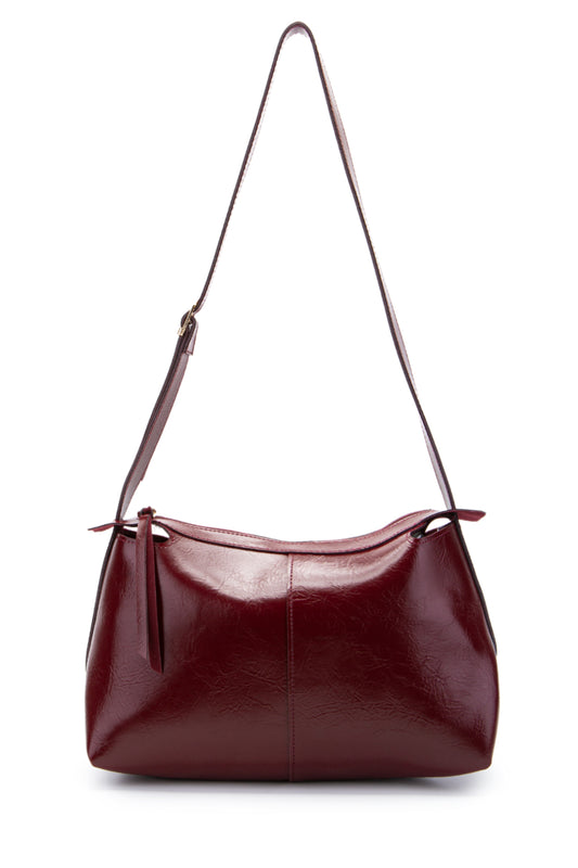 Kemer Askı Detaylı Baget Form Suni Deri Talia Kadın Kol Çanta Bordo
