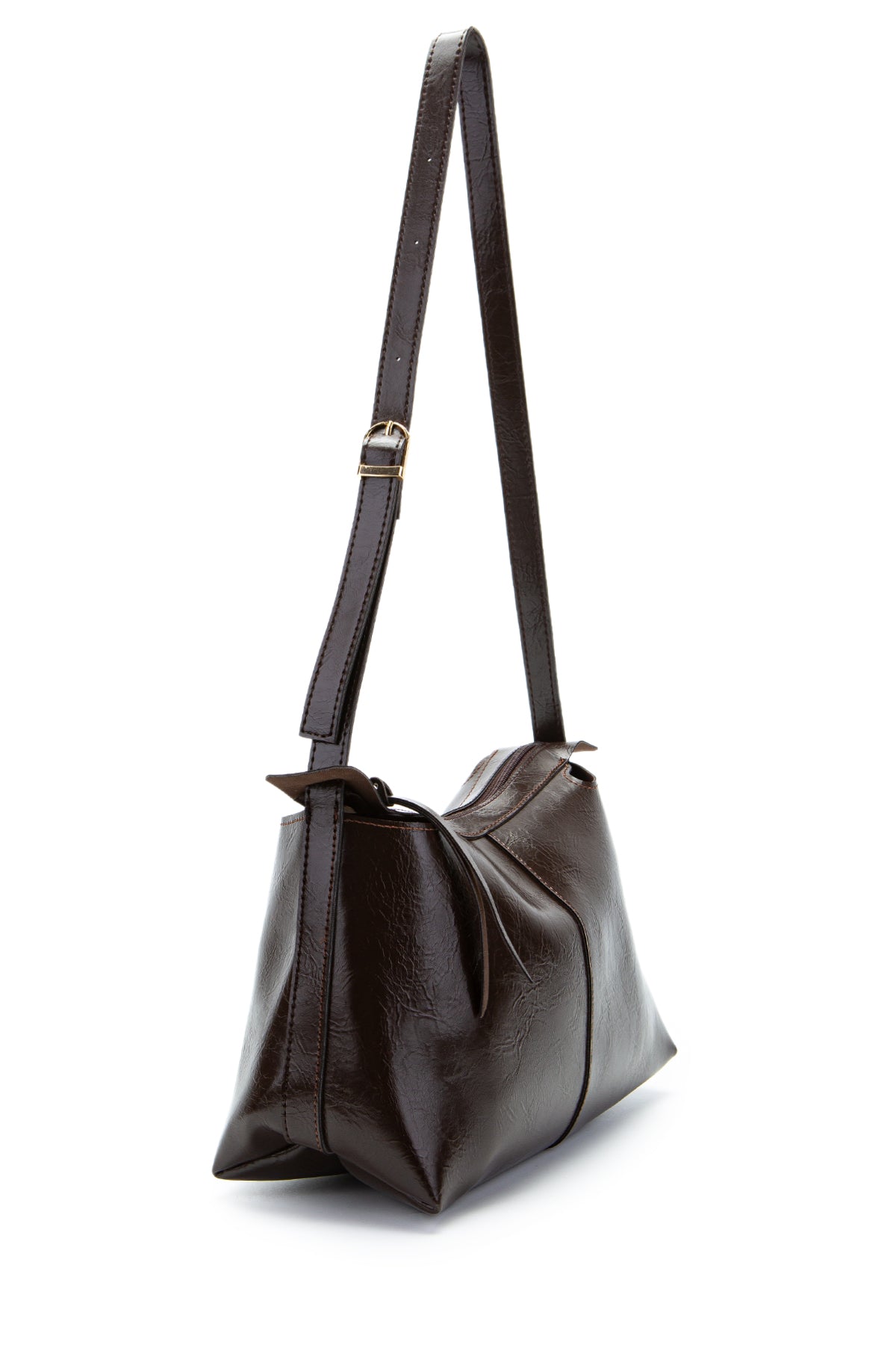 Kemer Askı Detaylı Baget Form Suni Deri Talia Kadın Kol Çanta Kahve