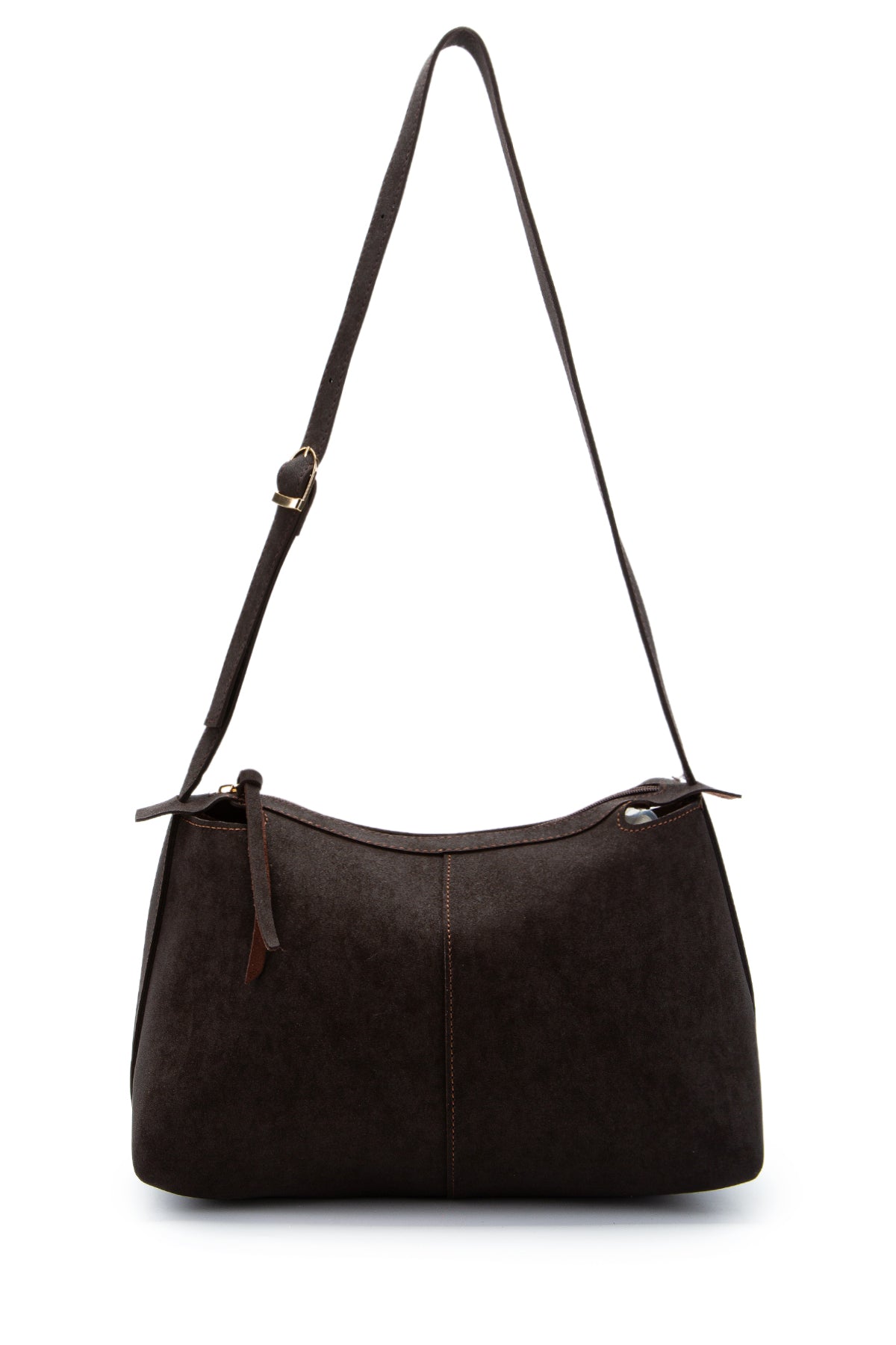 Kemer Askı Detaylı Baget Form Süet Talia Kadın Kol Çanta Kahve