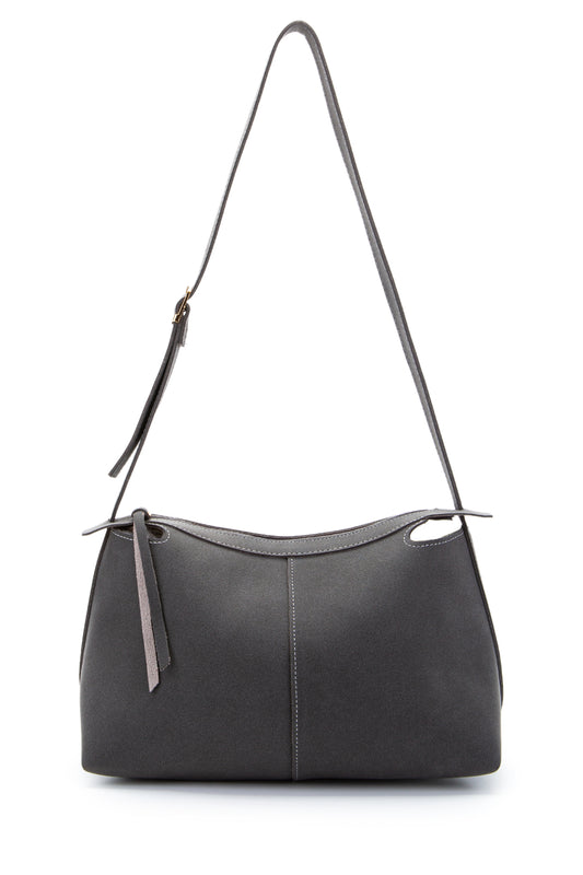 Kemer Askı Detaylı Baget Form Süet Talia Kadın Kol Çanta Gri