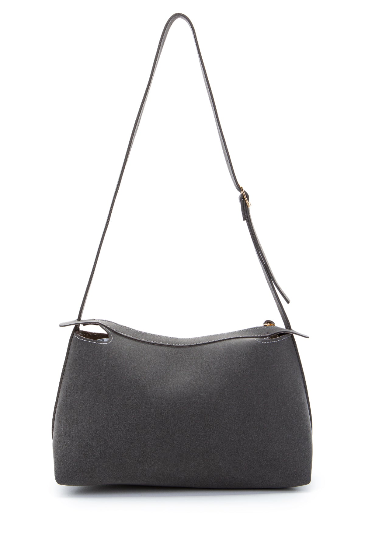 Kemer Askı Detaylı Baget Form Süet Talia Kadın Kol Çanta Gri