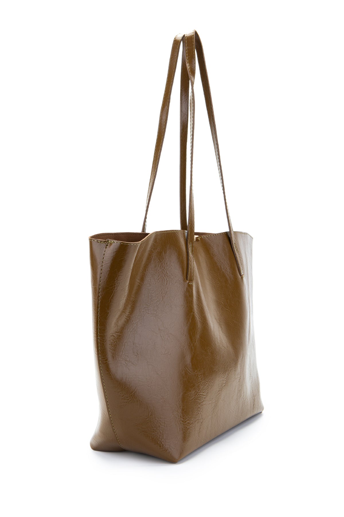 Metal Aksesuarlı Suni Deri Duran Kol Çanta Vizon