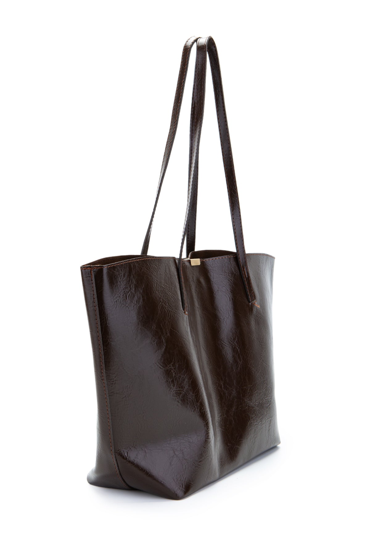 Metal Aksesuarlı Suni Deri Duran Kol Çanta Kahverengi