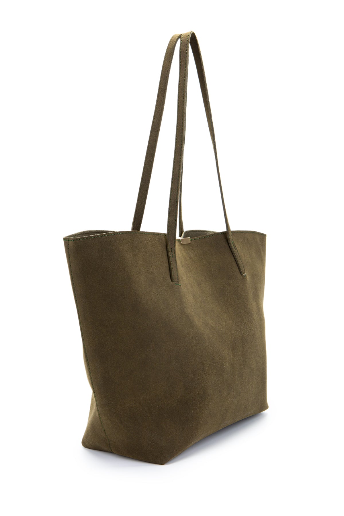 Metal Aksesuarlı Süet Duran Kol Çanta Haki