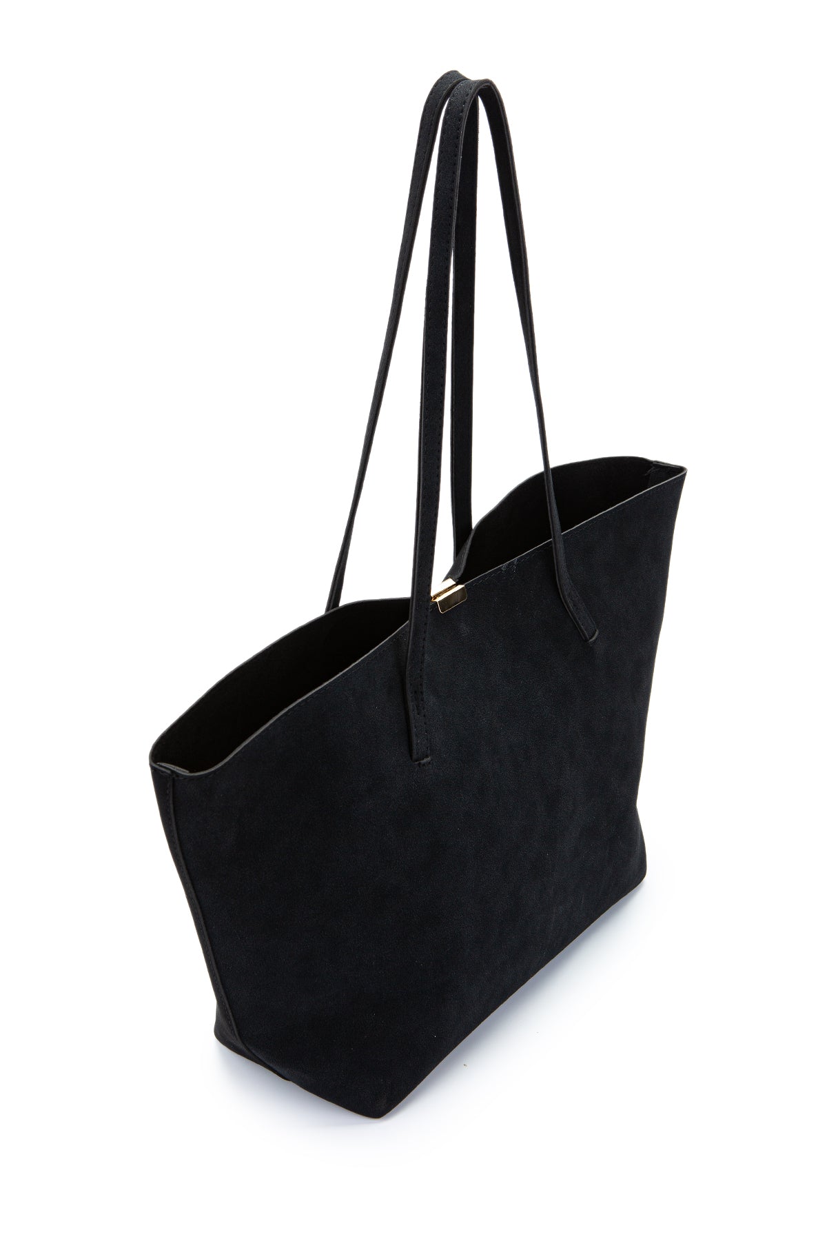 Metal Aksesuarlı Süet Duran Kol Çanta Siyah