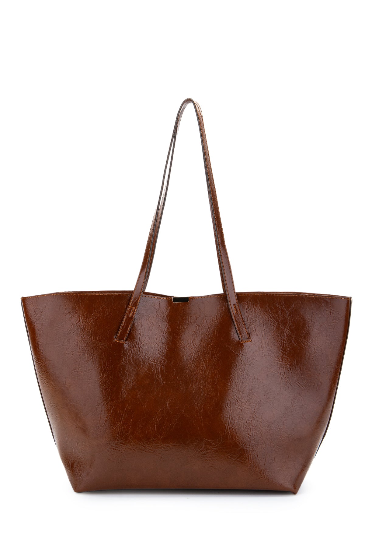 Metal Aksesuarlı Suni Deri Duran Kol Çanta Taba