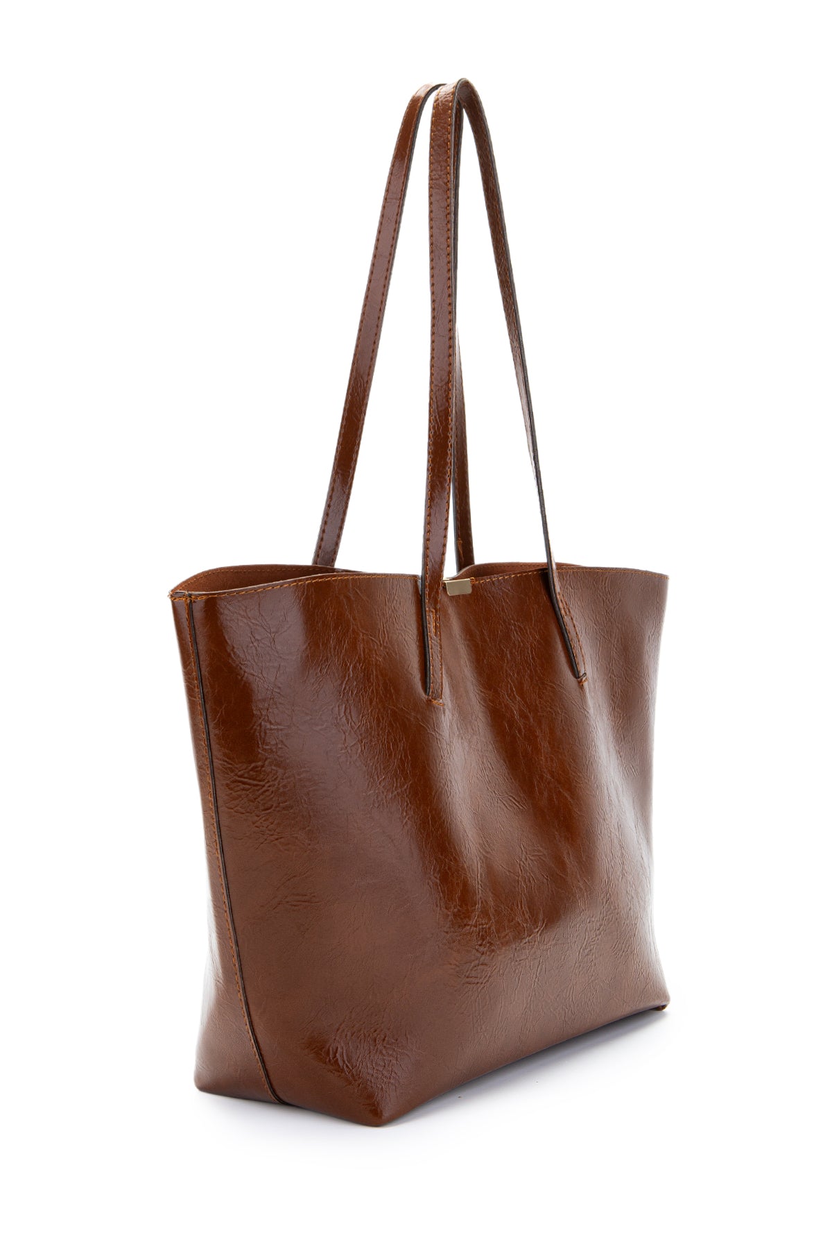 Metal Aksesuarlı Suni Deri Duran Kol Çanta Taba