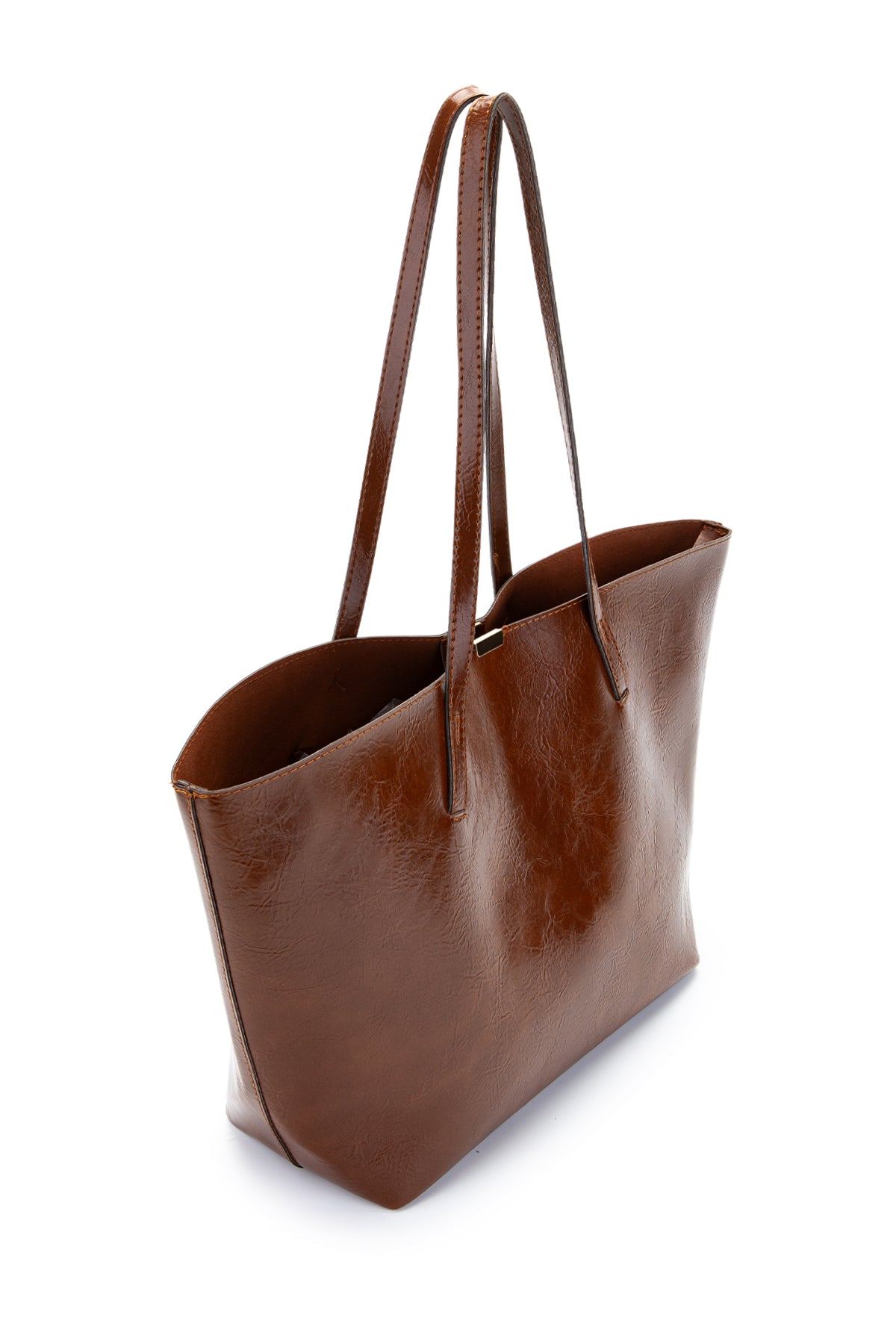 Metal Aksesuarlı Suni Deri Duran Kol Çanta Taba