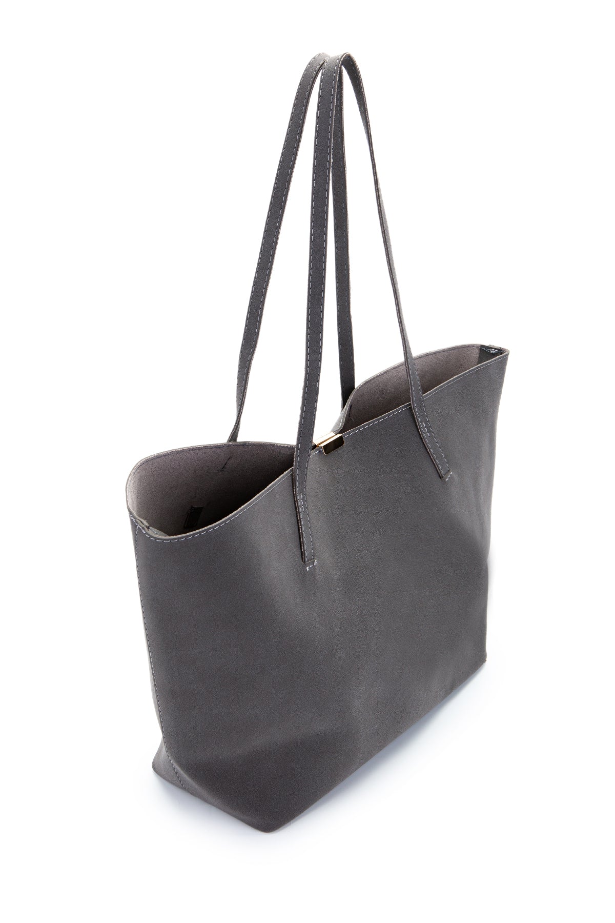 Metal Aksesuarlı Süet Duran Kol Çanta Antrasit