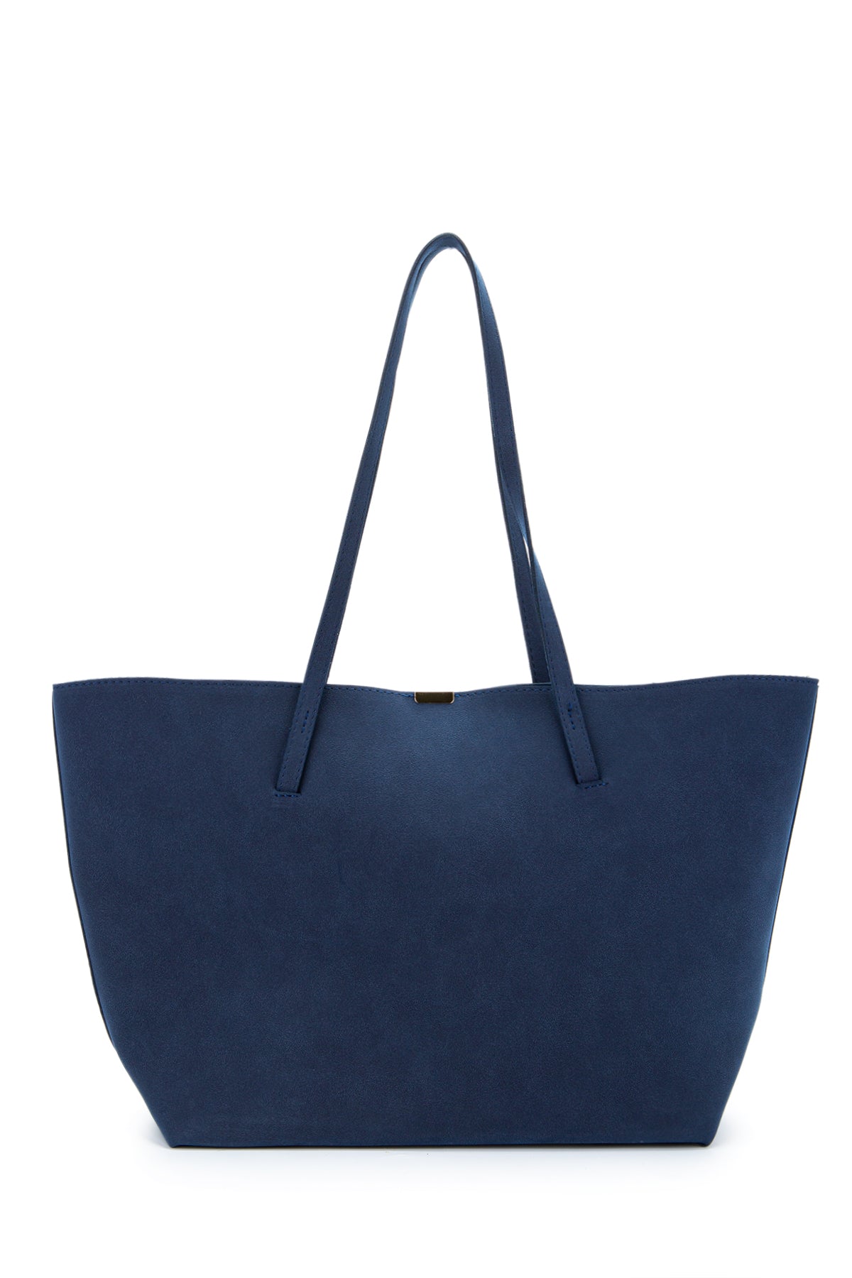 Metal Aksesuarlı Süet Duran Kol Çanta Lacivert