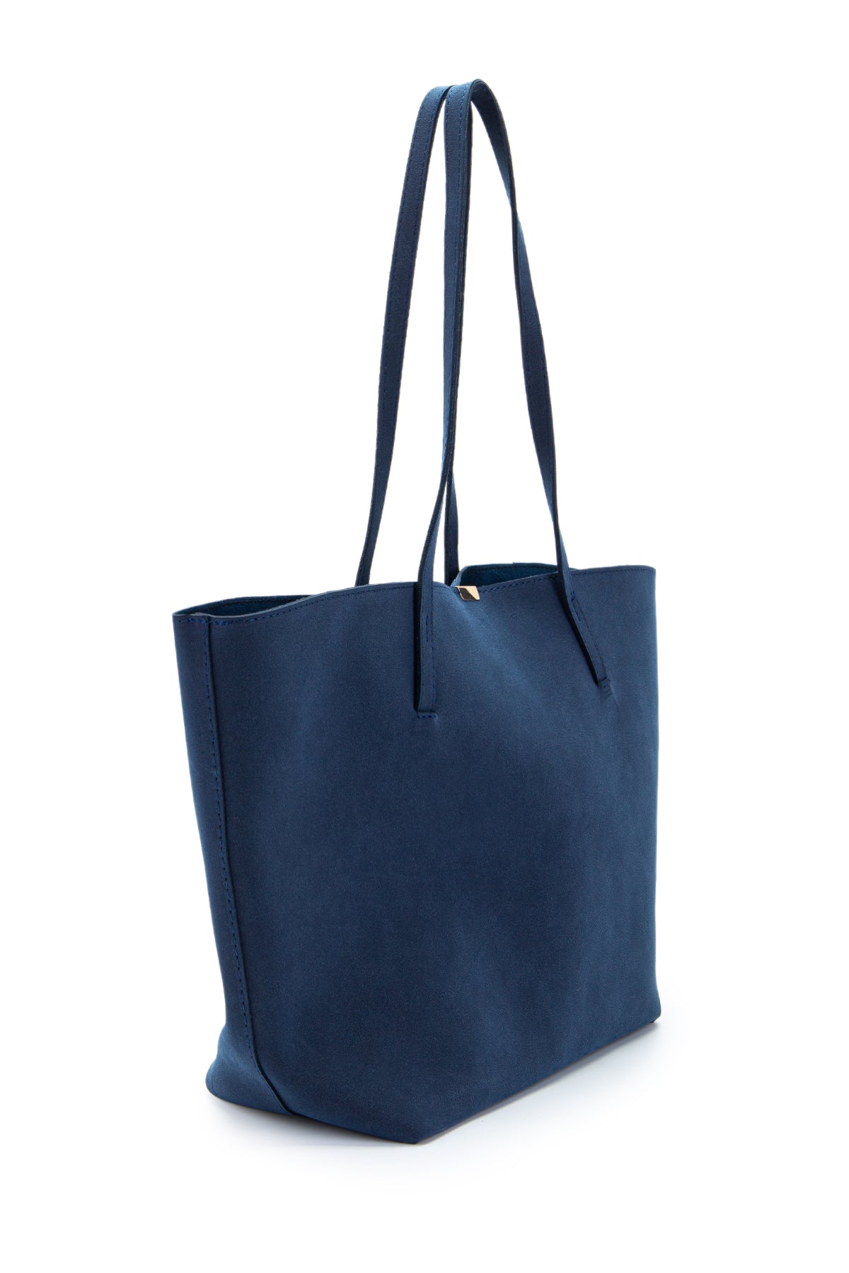 Metal Aksesuarlı Süet Duran Kol Çanta Lacivert