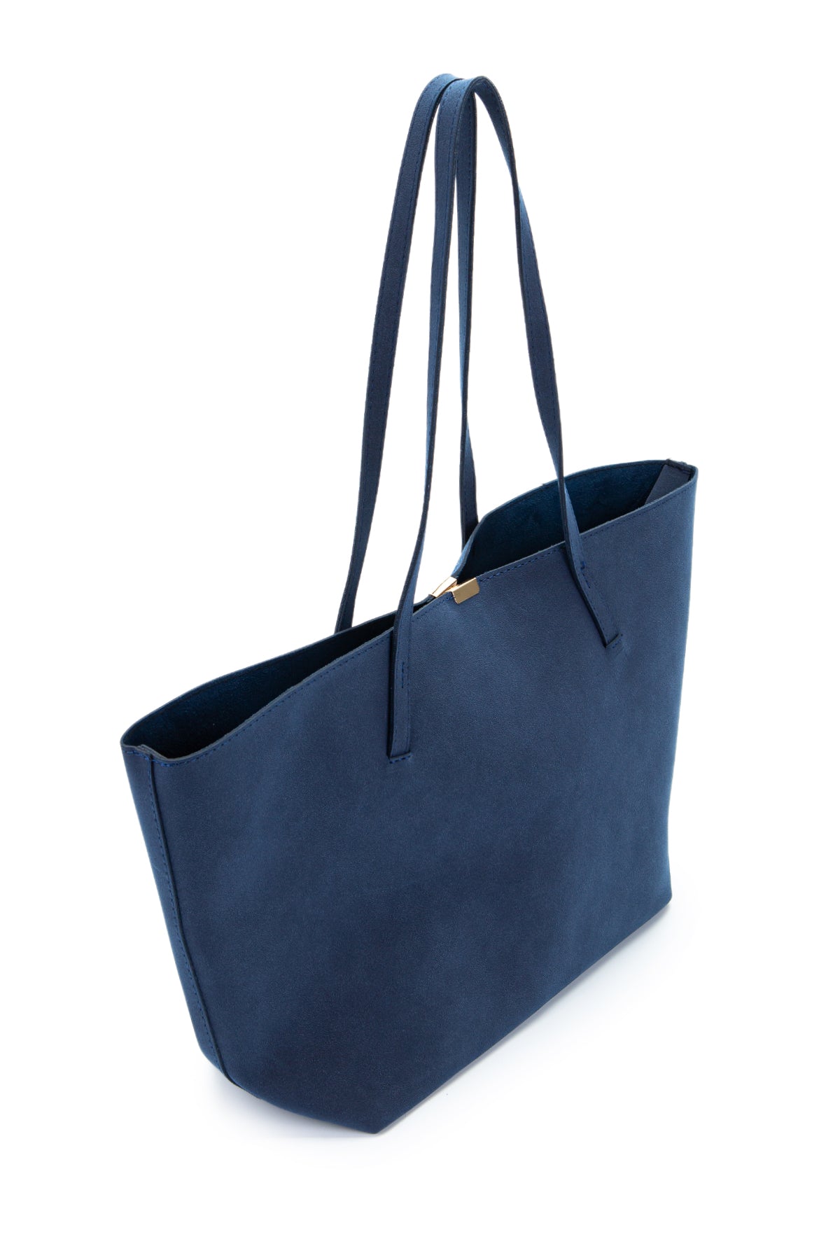 Metal Aksesuarlı Süet Duran Kol Çanta Lacivert