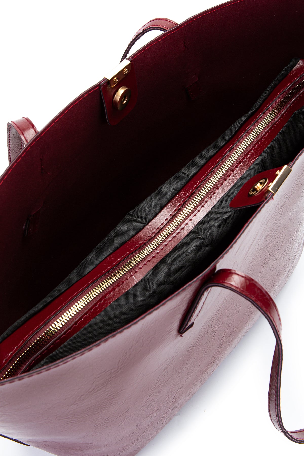 Metal Aksesuarlı Suni Deri Duran Kol Çanta Bordo