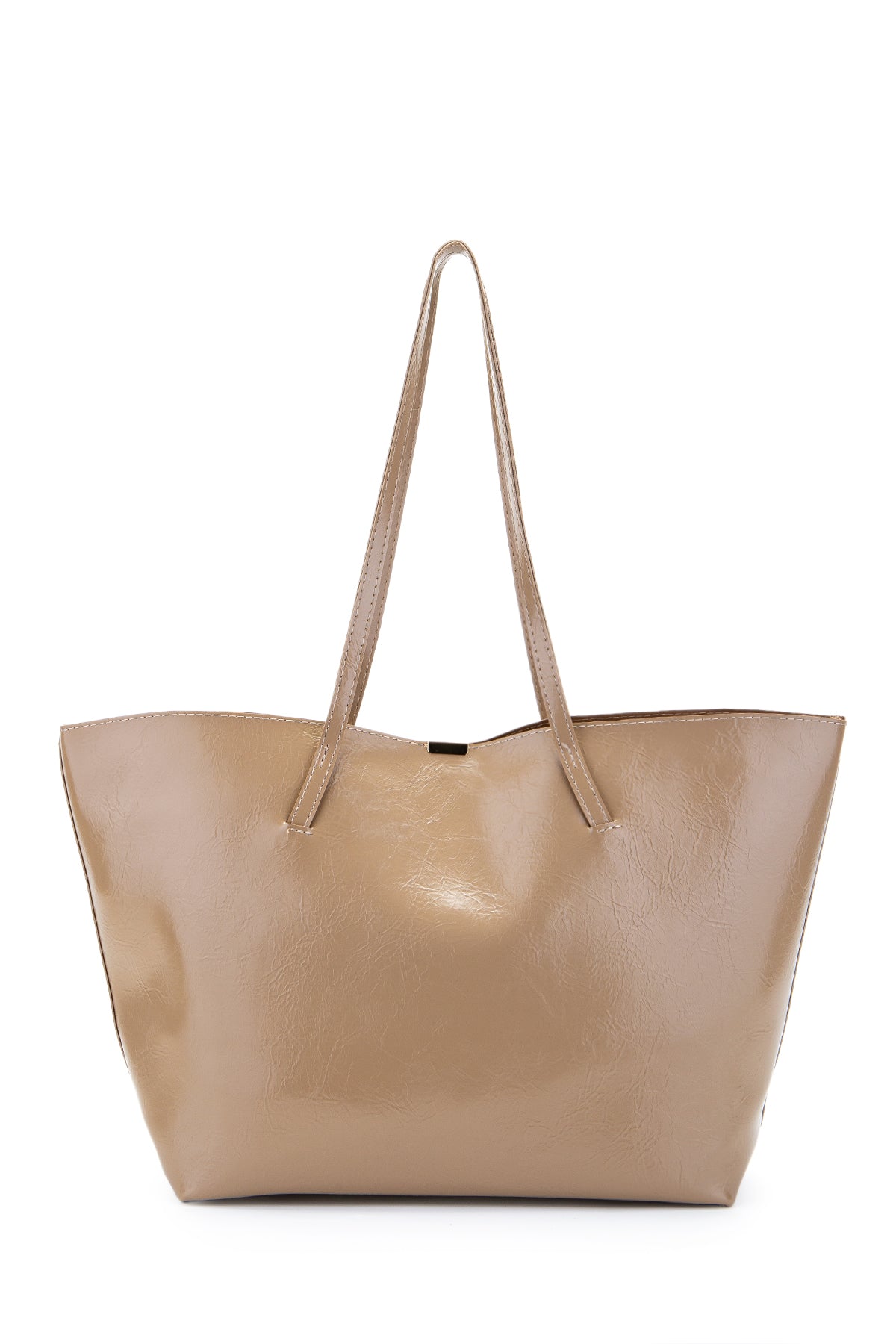 Metal Aksesuarlı Suni Deri Duran Kol Çanta Bej