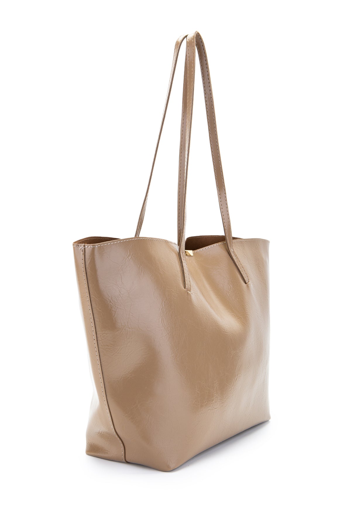 Metal Aksesuarlı Suni Deri Duran Kol Çanta Bej