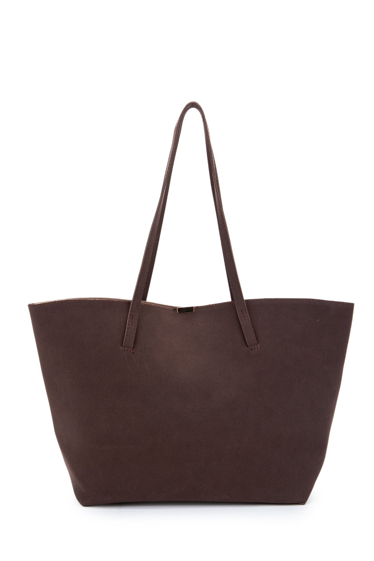 Metal Aksesuarlı Süet Duran Kol Çanta Kahverengi