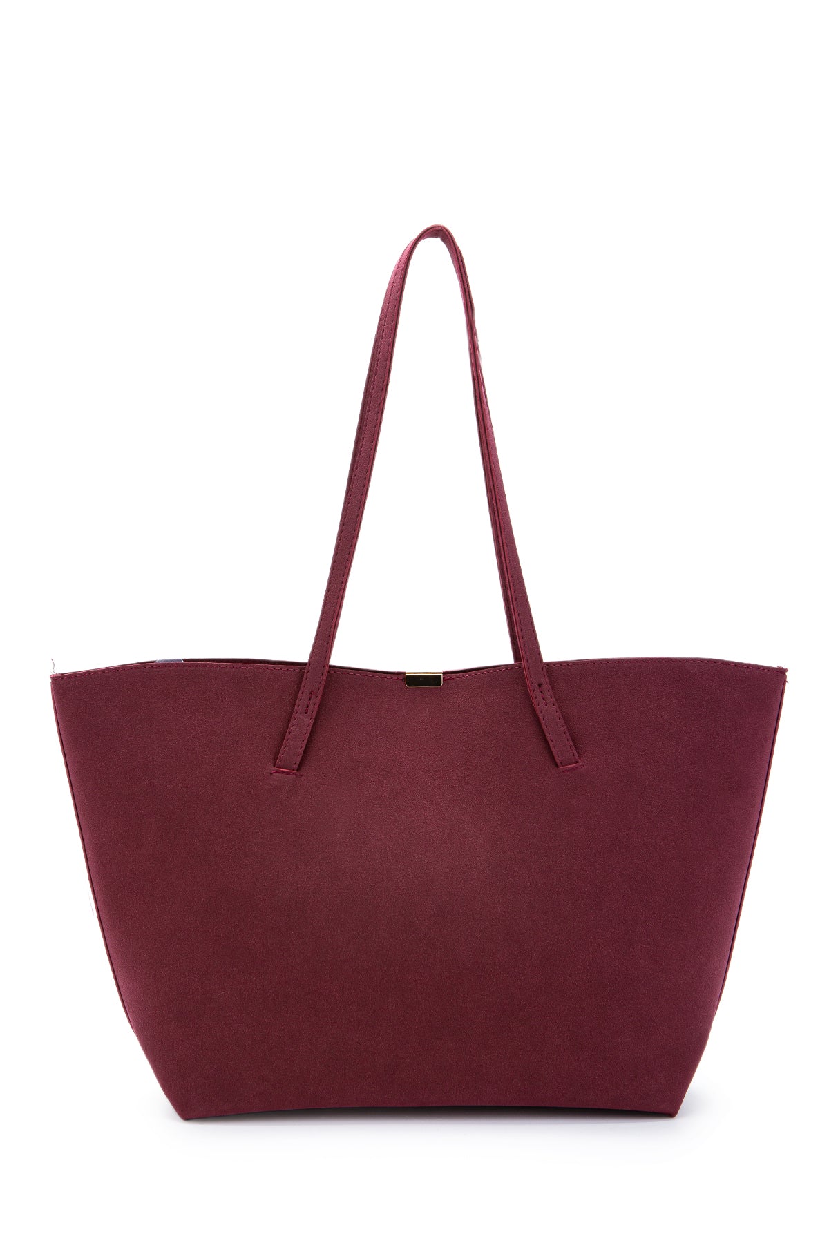 Metal Aksesuarlı Süet Duran Kol Çanta Bordo