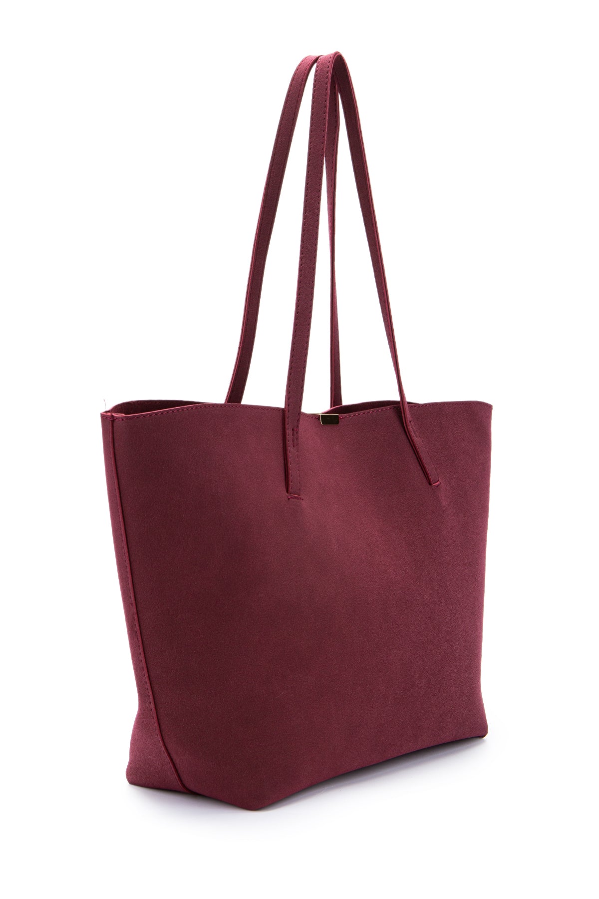 Metal Aksesuarlı Süet Duran Kol Çanta Bordo