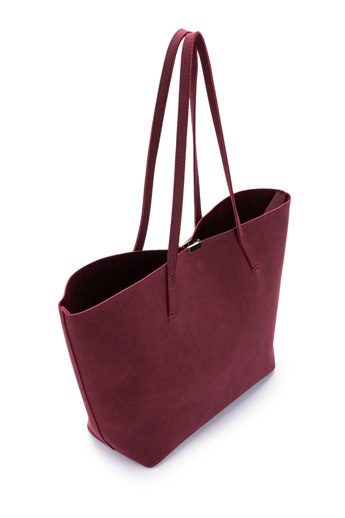 Metal Aksesuarlı Süet Duran Kol Çanta Bordo