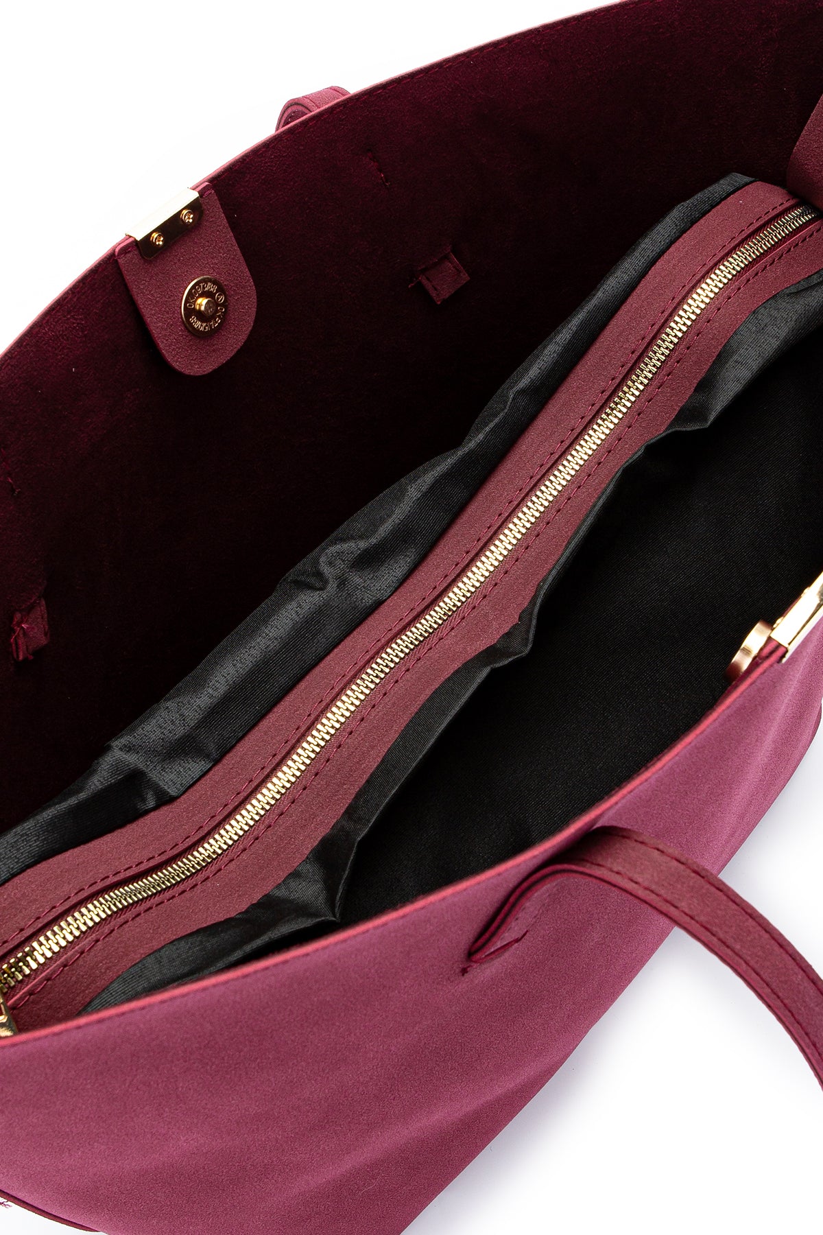 Metal Aksesuarlı Süet Duran Kol Çanta Bordo