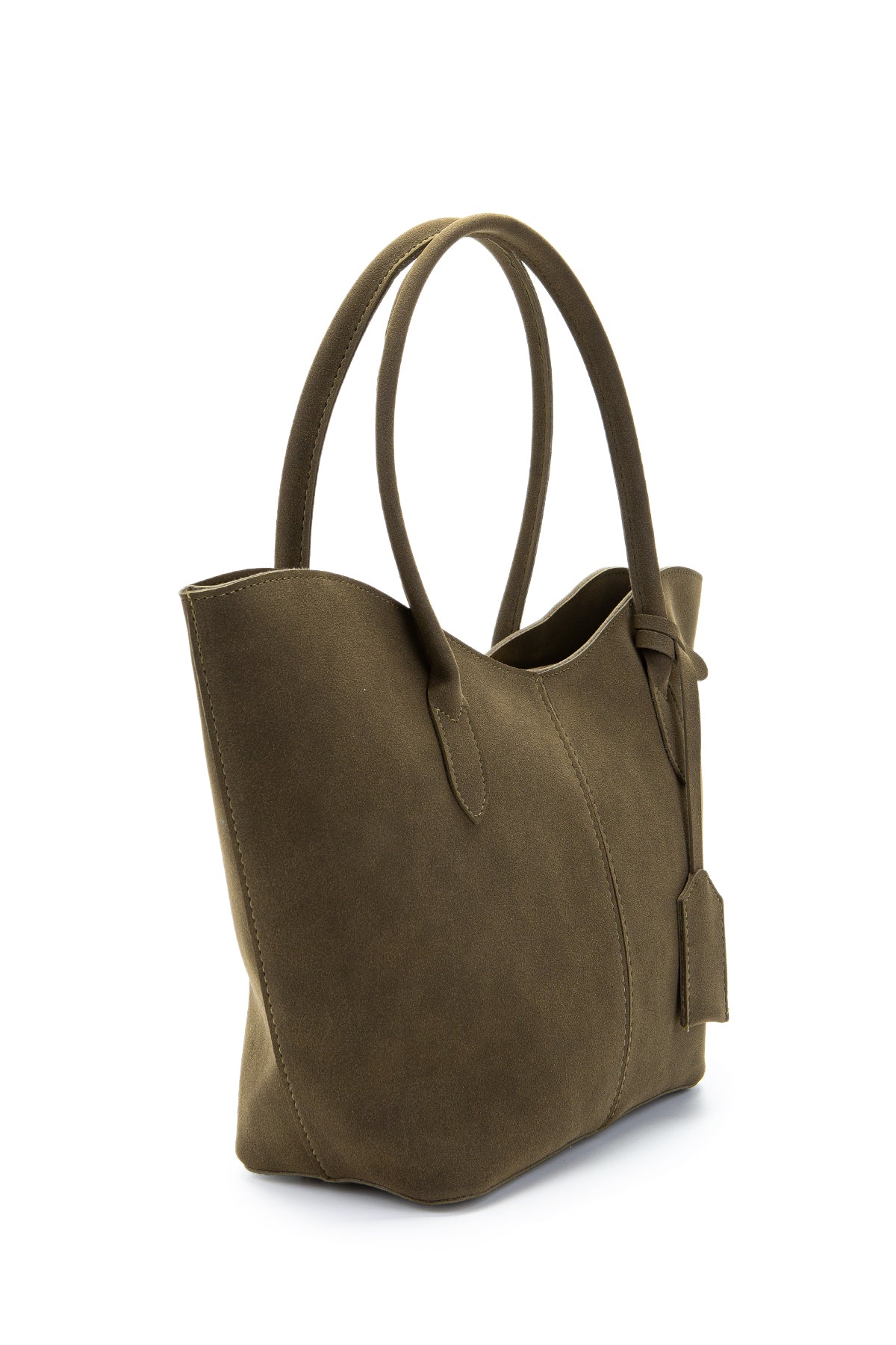 Çift Saplı Süet Hipe Kadın Kol Çantası Haki