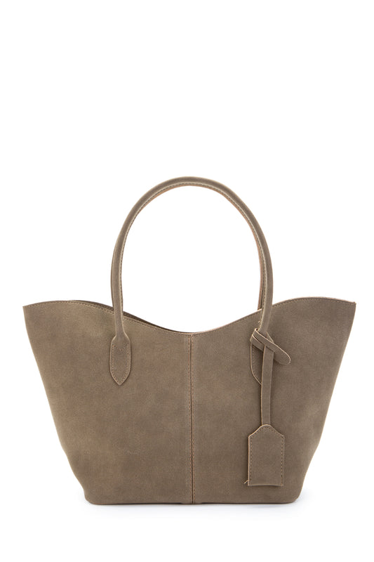 Çift Saplı Süet Hipe Kadın Kol Çantası Bej